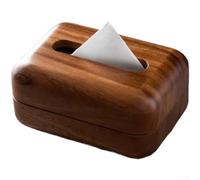 Wooden Tissue Box with Magnetic Lid, Walnut Finish Solid Wood Napkin Holder for Living Room Table, Modern Minimalist Desktop Storage Organizer 18.5x13x9cm
