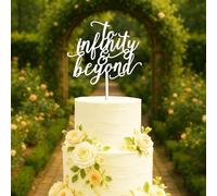 Wooden To Infinity and Beyond Birthday Cake Topper,Cartoon Story Bday Cake Decorations Photo Prop for Boys Girls Cartoon Story Bday Party Supplies