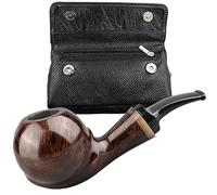 Wooden Tobacco Smoking Pipe Fits 3mm Pipe Filters, Hand Carved Bent Stem Briar Wood Smoking Pipes With Pipe Bag, Smooth Finish(Color:C)