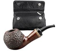 Wooden Tobacco Smoking Pipe Fits 3mm Pipe Filters, Hand Carved Bent Stem Briar Wood Smoking Pipes With Pipe Bag, Smooth Finish(Color:B)
