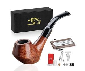 Wooden Tobacco Smoking Pipe Set - Joyoldelf Creative Wood Tobacco Pipe with Pipe Cleaner, Pipe Accessories, Bonus a Pipe Pouch with Gift Box