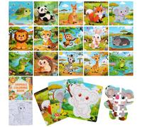 Wooden Toddler Puzzles 16 Pack Animal Jigsaw for 1-3 Year Old | Wooden Puzzle for Kids with Colouring Book, Early Learning Animal Education Toys, Birthday Christmas Gift Toys for Boys Girls