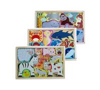 Wooden Toddler Puzzles,3 Pack Animal Wooden Jigsaw Puzzle for 1 2 3 Year Old Baby Boys or Girls,Toddlers Gift,Preschool Learning Educational Toys