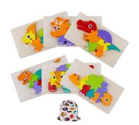 Wooden Toddler Puzzles, 6 Pack Dinosaur Wooden Jigsaw Puzzles for Kids Baby Boys Girls Brain Development Preschool Learning Educational Toy, Extra Drawstring Bag for Easy Storage