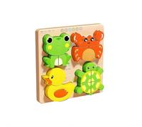 Wooden Toddler Puzzles,Animal Wooden Jigsaw Puzzles for for Toddlers Over 1 2 3 Year Olds, Baby Montessori Preschool Educational Learning Toys for Girls Boys, Children Handmade Toys (duck)