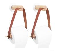 Wooden Toilet Paper Holder with Pure Copper Finish - Punch- Wall Mount for Bathroom, Kitchen or Restaurant - Rust-Resistant M(Brown)