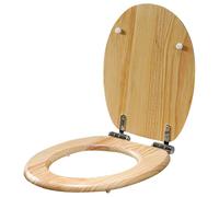 Wooden Toilet Seat Round, Quiet Soft Close Toilet Seats with Stainless Steel Hinges, Quick Release for Easy Assembly, Anti-Pinch Natural Toilet Lid,