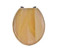 Wooden Toilet Seat, Slow Close, Anti-Bacterial Lid, Easy to Mount, Stable Hinges, Bottom Fixing Fittings for Family Bathroom