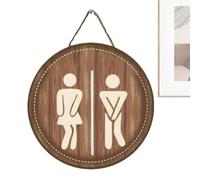 Wooden Toilet Sign 1 Piece - Business Restroom Decoration for Guests | Solid Wood with Hanging Hooks, Elegant Bathroom Wall Accent for Offices Homes Hotels Schools Clubs and Powder Rooms