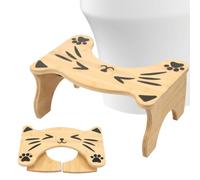 Wooden Toilet Stool, 7in Foldable Squatting Stool with Non-Slip Feet