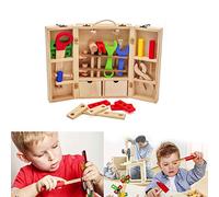Wooden Tool Box Carrycase Pretend Role Play Assembly Construction Toys Kids Gift HYGRAD®