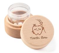 Wooden Tooth Box for Kids, with Transparent Bottle for Lost Teeth Storage, Cute Tooth Fairy Keepsake Gift, Natural Wood Color