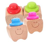 Wooden Tooth Keepsake Box 4pcs Set for Baby First Teeth | Neatly Sorted Compartments, Safe for Tiny Fingers and Hands, Simple Generous Look for Newborn Keepsakes Random Color
