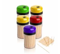Wooden Tooth Picks Cocktail Sticks Safe Double Sided Bamboo Teeth Pickup Fruits Cherry Cheese Home Office Parties Buffet Canape Appetisers Barbecue Floss Picks Appetizer Skewers Toothpicks (Pack Of 5)