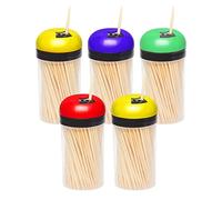 Wooden Toothpicks Wooden Cocktail Teeth Cleaner Wood Dental Sticks Wooden Sticks Pickup Fruits Cherry Cheese Parties Sticks Floss Picks Food Sticks Flossers Bamboo Skewers Cocktail Sticks (Pack of 5)