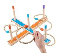 Wooden Toss Ring Game - Carnival Competition Set, Kindergarten Outdoor Activity, Backyard Lawn Toy | Smooth Polished Wood Construction Enhances Hand Eye Coordination, Ideal For Birthday Parties, Schoo