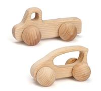 Wooden Toy Cars Set - Montessori Toys for Babies 0-12 Months, Rattle & Push Toy Cars for Toddlers 1-3, Ideal Christmas/Birthday Gift & Nursery Decor for 1 Year Old Boys