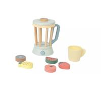 Wooden Toy Juice Extractor Set, Pretend Play Kitchen Appliance with Fruit Slices, Mint Green and Yellow