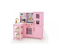 Wooden Toy Kitchen with Breakfast Bar, Pink