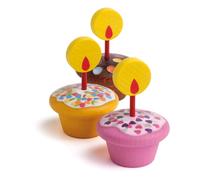 Wooden Toy Muffins with Candles - Set of 3 Multicoloured one size