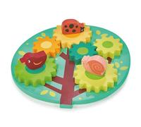 Wooden Toy Tray with Rotating Cogs, Garden Creatures and Sensory Board, 20x20x5.5 cm, For Ages 18 Months+ (Tree Gears and Cogs)