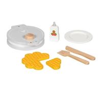 Wooden Toy Waffle Maker Childrens Kitchen Playset Kids Roleplay w/ Accessories