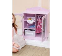 Wooden Toy Wardrobe Closet with Hangers & Storage for 18" Dolls, Pink Teamson Kids Purple One Size