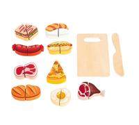 Wooden Toys for Kids, Interactive Kitchen Game Tactile Motor Trainer, Play Kit with Hook-and-Loop Tabs, Preschool Skill Builder, Natural Grain with Style, Cutting Toy for Boys and Girls