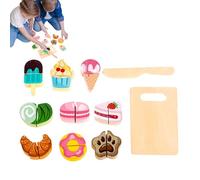 Wooden Toys for Kids, Interactive Kitchen Game Tactile Motor Trainer, Play Kit with Hook-and-Loop Tabs, Preschool Skill Builder, Natural Grain with Style, Cutting Toy for Boys and Girls