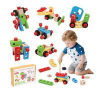 Wooden Toys Kids Play Tools Set for 2 3 4 5 Years Old Boys Girls Montessori Wooden Pretend Play Toys Kids STEM Educational Construction Building Tool Kit Birthday Gifts for Toddlers 3 4 5 6 Year Olds