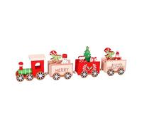 ＡＷＨＡＯ Wooden Train Christmas Ornament Desktop Decoration Kids Gift Toy Mini Train Decor for Party Merry Christmas Happy New Year, red