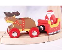 Wooden Train Santa Reindeer Sleigh Xmas Christmas Bigjigs