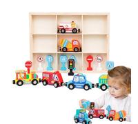 Wooden Train Set - Magnetic Educational Playset, Car Set, Friction Powered Cars Toys, Develops Motor Cognitive Problem Skills For Kids Boys Girls Ages 3+ Preschool Home Classroom Daycare Indoor