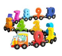 Wooden Train Set - STEM Magnetic Educational Toy | Learning Numbers and Colours Game from 1 Year Old - Party or Christmas Gift Idea