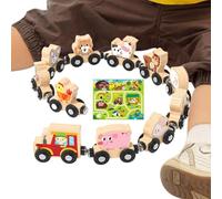 Wooden Train Set, Wooden Railway Set with Numbers, Preschool Learning Activities Vehicle Game for Boys Girls Over 18 Months Educational Play Development Skills Fun Early Learning Toy