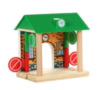 Wooden Train Station, Safe Natrual Wooden Train Track Accessories Barricades Track Scene Educational Toys for Kids Boys Girls Kids Toys