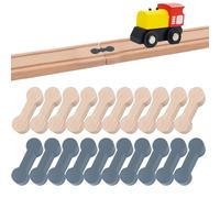 Wooden Train Track,20 Straight and Curved Connector Pieces for Train Sets