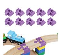 Wooden Train Track Connectors, 10 Pieces Railway Rail Adapter Accessories, Connection Adapter for Children from 3 Years, Playroom, Living Room, Children's Room, Birthday, Holiday, Nursery