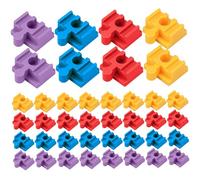 Wooden Train Track Connectors 40Pcs 4 Color Male-Female Wood Train Track Pieces DIY Friendly ABS Wooden Accessories for 9mm Building Blocks Accessories
