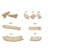 Wooden Train Track Expansion Pack - 28 pieces Compatible with Thomas Brio Bigjigs Wooden Railway Train Tracks (Standard Expansion Pack)