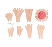 Wooden Train Track Set DIY Educational Building Toys for Toddlers Kids Beech Wood 10 14 20 Pieces (Pack C)