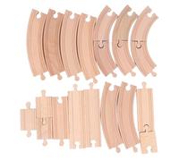Wooden Train Track Set DIY Educational Building Toys for Toddlers Kids Beech Wood 10 14 20 Pieces (Pack A)