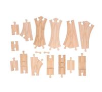 Wooden Train Track Set DIY Educational Building Toys for Toddlers Kids Beech Wood 10 14 20 Pieces (Pack D)