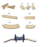 Wooden Train Tracks Expansion Pack - 31 pieces Compatible with Thomas Brio Bigjigs Wooden Railway Train Track (Premier Expansion Pack)