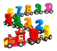 Wooden Trains, Wooden Train Track, Learning Fine-motor Skills Safe & Durable Portable Design Parent-child Bonding, Magnetic Number Train for Kids, Birthday Gift