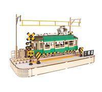 Wooden Tram Model Kits - Classic 3D City Tram, Educational DIY Assembly, Creative Mechanical Building Feature for Kids Room Living Room Bedroom Decor, Mechanical Model, 12.05x6.18x7.4 Inches