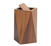 Wooden Trash Can, Swing-Top Waste Basket with Removable Inner Bucket, Waterproof Decorative Garbage Bin for Home Office Kitchen Bedroom