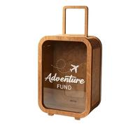 Wooden Travel Fund Money Box Seven Point Eight By Five Point Nine Inch Wind