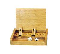 Wooden Travel Shut The Box: Compact Portable Dice Game for 1+ Players Includes 2 Dice, 9-Number Board, and Instructions