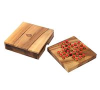 Wooden Travel Solitaire Board Game: Handheld & Premium Strategy Traditional Wood Game for Adults & Children - STEM Gift from SiamMandalay with Free SM Gift Box(Pictured) (Jump All But One Game)